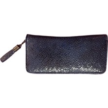 Zy Plus Lacivet Desenli Suni Deri Portföy Cüzdan 19X10 cm