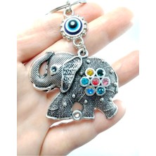 Metal Nazar Boncuğu Anahtarlık ve Araba Aksesuarı Hediye Seti