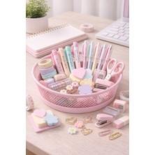 Need ND-2110 Çok Amaçlı Toz Pembe Metal Organizer – Kırtasiye, Makyaj ve Saç Aksesuar Sepeti