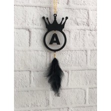 Ahşap Araba Aynası Süsü "a" Harfi 8X12CM, Tüy Uzunluğu 8-10CM