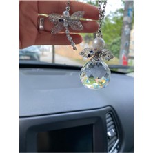 Elmas Görünümlü Kristal Anahtarlık ve Araç Dikiz Aynası Süsü Seti