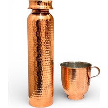 Gulflower Nude Bakır Matara Çekiç Modelli ve Bardaklı