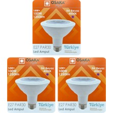 Avarson (3 Adet) Osaka 14W (100W) Ilık Beyaz (Günışığı) (4000K) E27 Duylu (Kalın Duy) LED PAR30 Ampul
