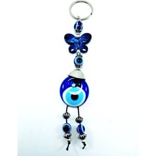 El Yapımı Nazar Boncuğu Kelebek Anahtarlık ve Araba Dikiz Aynası Süsü