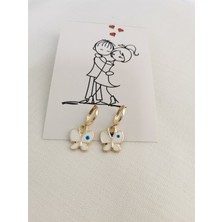 UltraMint Sevgililer Günü Için Zarif Beyaz Kelebek Küpe Hediye Alternatifi