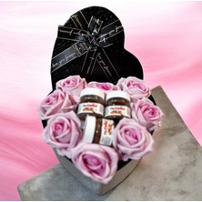UltraMint Pembe Güllü Mini Nutella Hediye Kutusu, Sevgililer Günü Için Özel