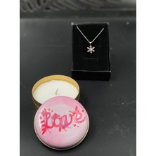 UltraMint 14 Şubat Sevgiliye Hediye Seti, Mum ve Kelebek Kolye, Özel Tasarım