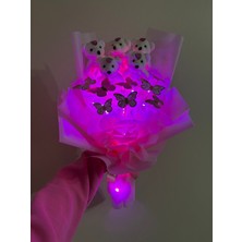 UltraMint Renkli LED Işıklı Kelebek ve Ayıcık Dekoratif Çiçek Buketi