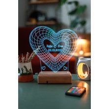 UltraMint Kişiye Özel 3D Kalp ve Aşk LED Lamba, Sevgililer Günü Hediye