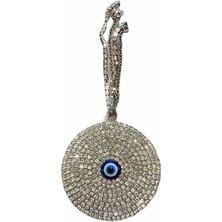 Gümüş Renkli Taşlı Dikiz Aynası Süsü, 5 Cm, Dekoratif ve Zarif Tasarım