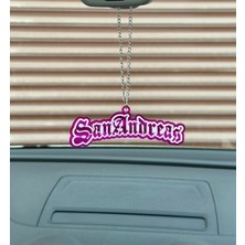 Gta San Andreas Temalı Dikiz Aynası Süsü, Şeffaf Mor ve Beyaz Detaylar