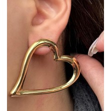 Linda Shop Altın Renk Kalp Figürlü Çelik Küpe (Çift)