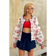 Lior Design Beyaz Nakışlı Ceket BCHESQ-251057