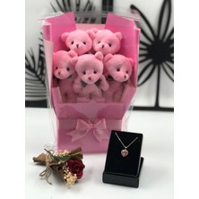 UltraMint Sevgililer Günü Hediye Seti: Ayıcık, Buket, Yapay Gül ve Kalp Kolye