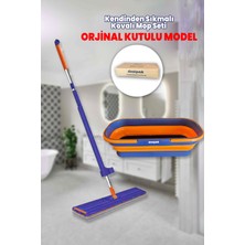 Kendinden Sıkmalı Katlanabilir Tekerlekli Mop Seti, Yedek Bezli, Orijinal Kutulu