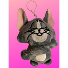 Yumuşak Peluş Anahtarlık ve Çanta Kolyesi, Dikiz Aynası Süsü, Gri Tom Cat