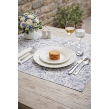 Rona Home Mavi Beyaz Bohem Tarz Çiçek Desenli Sofra Sunum Altlığı 6 Lı Set - 30X40 cm Supla & Amerikan Servis