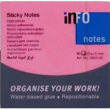 Marka Info Notes 75X75 mm Pembe Yapışkanlı Notluk 80 Syf