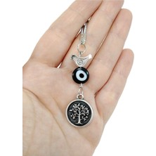 Siyah Nazar Boncuğu ve Metal Kuş Hayat Ağacı Araba Dikiz Aynası Süsü