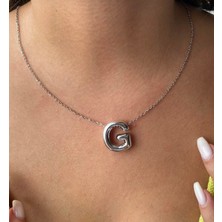 Linda Shop Gümüş Renk G Harf Çelik Balon Kolye