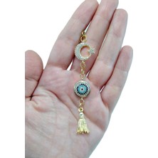 Parlak Taşlı Ay Yıldız Nazar Boncuğu Araba Dikiz Aynası Süsü