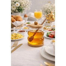 Buenos Bambu Kapaklı Bambu Kaşıklı Premıum Borosilikat Cam Bal Kavanozu