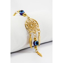 Lacivert Nazar Boncuklu Salkım Yapraklı Düş Kapanı Dikiz Ayna Süsü