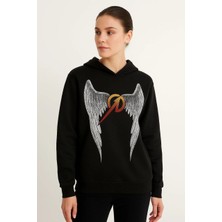 Tarz Yeri Metallica Iki Iplik Kapüşonlu Ön ve Arka Baskılı Hoodie - Siyah