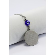 Gümüş Çelik Ayetel Kürsi Hilye-I Şerif Araba Dikiz Aynası Süsü, Nazar Boncuklu