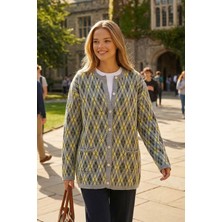 Lior Design Tereyağı Sarısı Baklava Desenli Düğmeli Cepli Triko Hırka BCHPK-251254