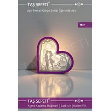 UltraMint Romantik Kalpli LED Lamba, Aşk Temalı Hediye, Mor Renk, Kalem Pilli