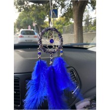 Mavi Nazar Boncuklu Taşlı Dikiz Aynası Süsü, Şık ve Koruyucu Tasarım