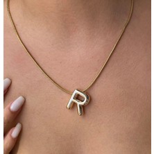 Linda Shop Altın Renk R Harf Çelik Balon Kolye