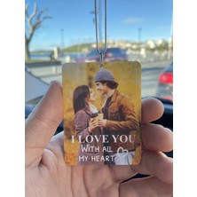 Beyaz Pleksi I Love You Yazılı Araba Süsü, Dikiz Aynası Dekoru