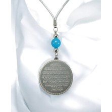 Doğal Taşlı Çelik Ayetel Kürsi ve Dualar Temalı Araba Dikiz Aynası Süsü