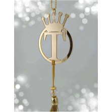 T Yazılı Pleksi Araba Dikiz Aynası Süsü Gold Renkli Parlak Tasarım