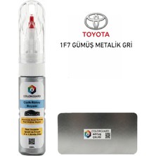 Colorguard Toyota 1f7 Gümüş Metalik Gri Iğneli ve Fırçalı 2 Si 1 Arada Özel Tasarım Şişe Rötuş Boyası ve Profesyonel Rötuş Çeliği Seti