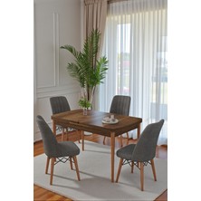 Kaktüs Avm 80X170CM Mutfak Masası Takımı | 4 Kişilik Açılır Masa Sandalye Takımı | Yemek Masası | Masa Takımı - Ceviz Masa - Antrasit