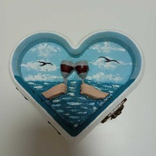 UltraMint El Boyama Ahşap Kalp Şekilli Takı ve Hediye Kutusu