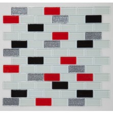 Tezgah Arası 4 mm Kristal Cam Mozaik Kırmızı Siyah Beyaz Gümüş Sim 1 Kutu = 1 M2 Fiyatıdır