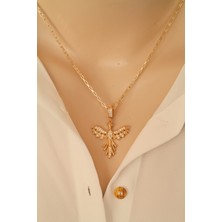 Zirkon Taşlı Gold Anka Kuşu Kolye