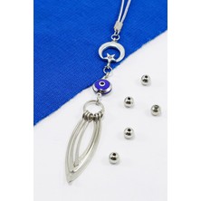 Ay Yıldızlı Çerçeveli Nazar Metal Püsküllü Araba Dikiz Ayna Süsü