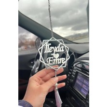 Kişiye Özel Kalpli Zincirli Dikiz Aynası Süsü, Şık ve Özel Hediye