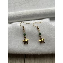 Pel Design Yeşim Taşı Yıldız Charmlı Çelik Küpe