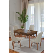Kaktüs Avm 80X170CM Mutfak Masası Takımı | 4 Kişilik Açılır Masa Sandalye Takımı | Yemek Masası | Masa Takımı - Ceviz Masa - Krem