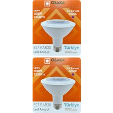 Avarson (2 Adet) Osaka 14W (100W) Ilık Beyaz (Günışığı) (4000K) E27 Duylu (Kalın Duy) LED PAR30 Ampul