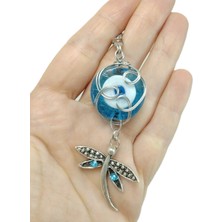 Turkuaz Boncuklu Gümüş Kaplama Yusufcuk Araba Dikiz Aynası Süsü