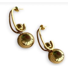 Linda Shop Altın Renk Top Figürlü Çelik Küpe (Çift)