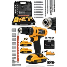 Normadia 21V Şarjlı Darbeli Matkap Seti, 24 Parça Uç Hediyeli, Çift Li-Ion Akü