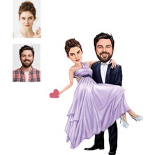 Kişiye Özel Karikatürlü Ahşap Evli Mutlu Araba Dikiz Aynası Süsü